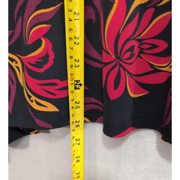 Liz Claiborne Blouse Womens 3X Black Floral Scroll Keyhole Ring Neck Long Sleeve - Picture 6 of 16